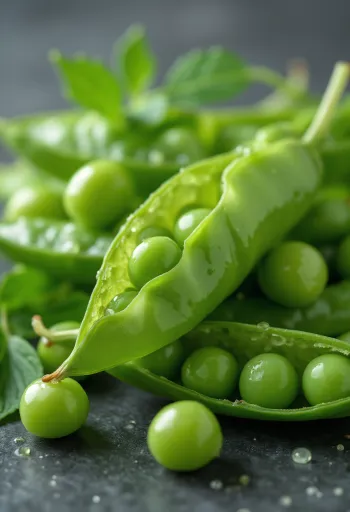 Verse groene peultjes op een rustieke houten achtergrond