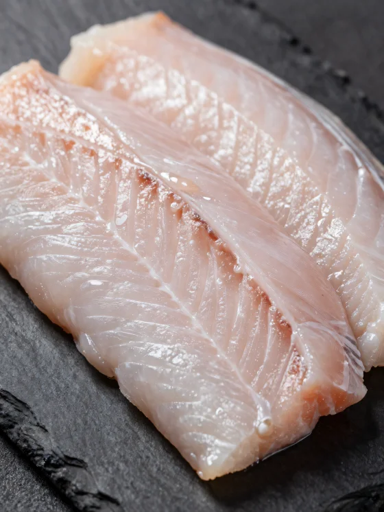 Verse palingfilets met kruiden op een houten snijplank