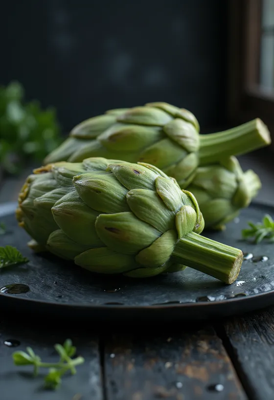 Verse artisjokbladeren, groen en vlezig
