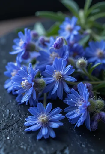 Schoongemaakte en voorbereide bernagiebloemen op een houten snijplank voor culinair gebruik