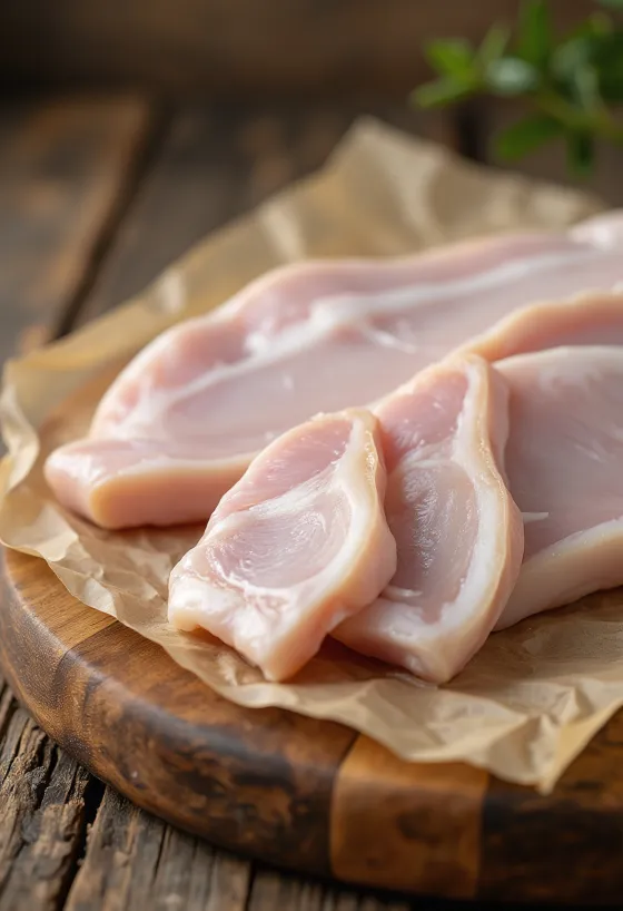 Gesneden rauw zwoerd op een houten snijplank, schoongemaakt en voorbereid