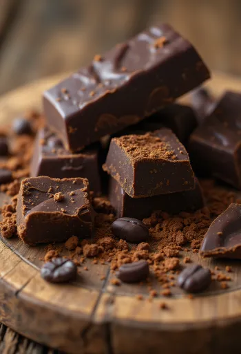 Chocolade ingrediënten: gesmolten, reep, poeder en schaafsel