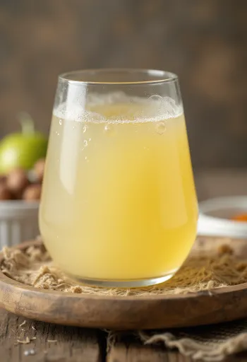 Glas met verse zoete wei en een kommetje wei op de achtergrond