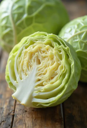 Verse witte kool op een snijplank, in natuurlijk licht