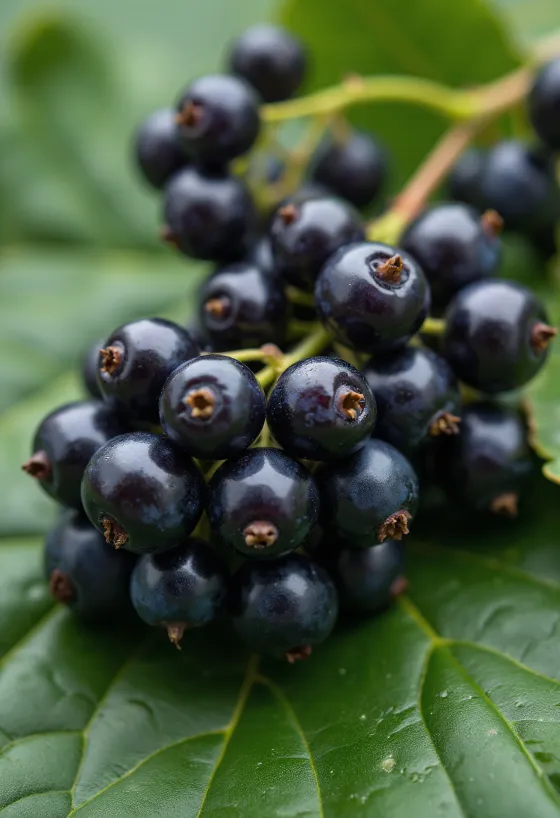 Verse zwarte bessen in een kom op tafel, met huisgemaakte jam