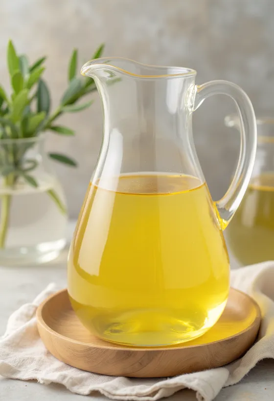 Geraffineerde palmolie in een schaaltje met textuur op de achtergrond