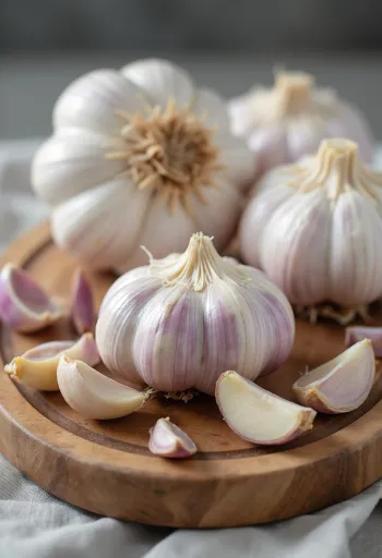 Hele en gepelde knoflooktenen op een houten oppervlak