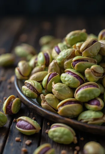 Gepelde groene pistachenoten op een hoopje