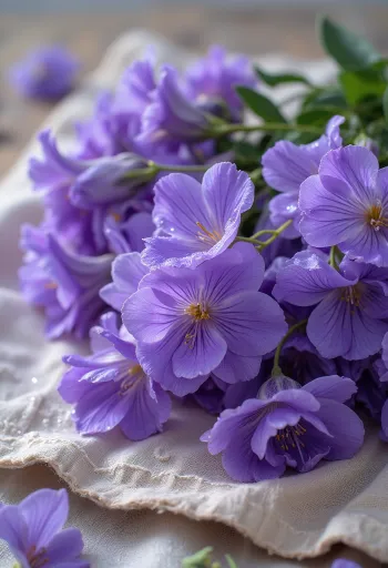 Schoongemaakte viooltjes op een houten plank voor culinair gebruik