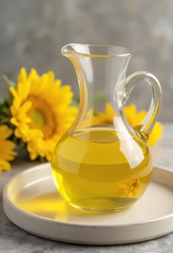 High Oleic zonnebloemolie in een glas met zonnebloempitten