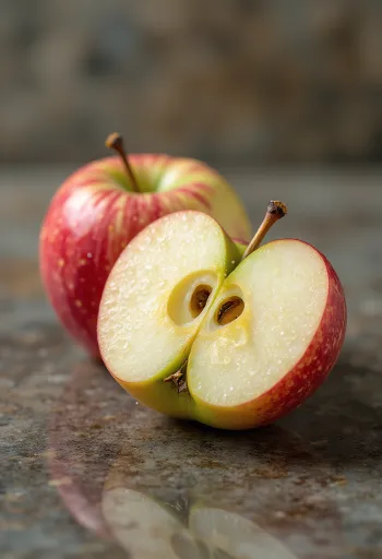 Verse Braeburn appels en partjes op een snijplank