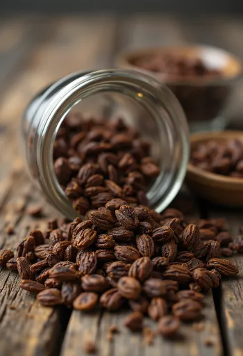 Geroosterde roggekorrels op een snijplank, bij natuurlijk licht