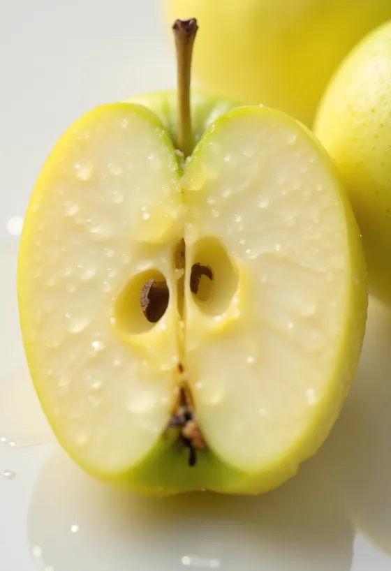 Verse Golden Delicious appels en partjes op een snijplank