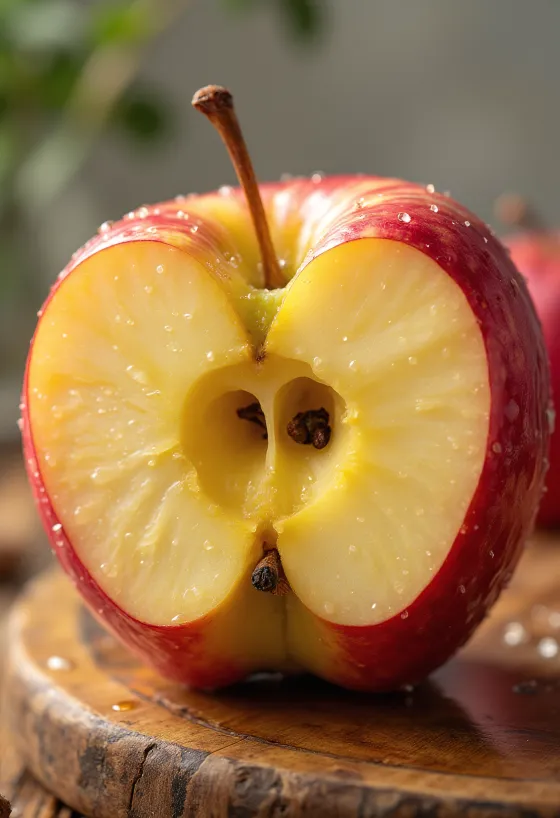 Verse Honeycrisp appels en partjes op een snijplank