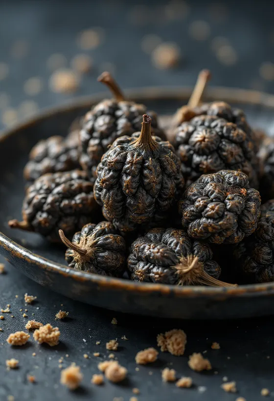 Lange peper aren op een houten ondergrond