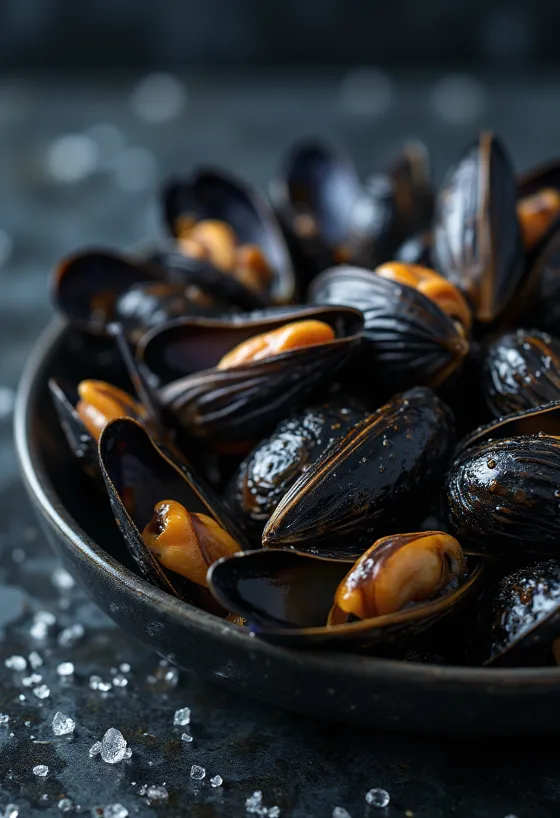 Verse blauwe mosselen zonder schelp