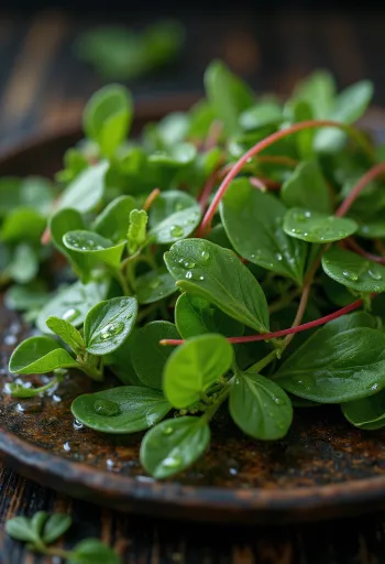 Zomerpostelein met groene blaadjes en gele bloemetjes