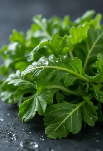 Verse rucola blaadjes op een houten snijplank