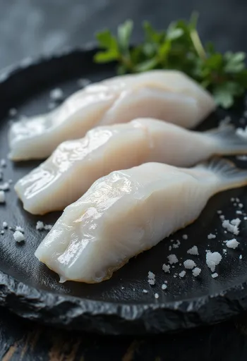 Alaska pollak filet op een snijplank