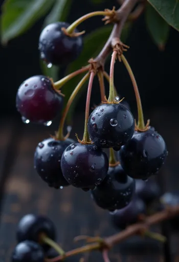 Rode lijsterbessen, fel van kleur en licht gerimpeld