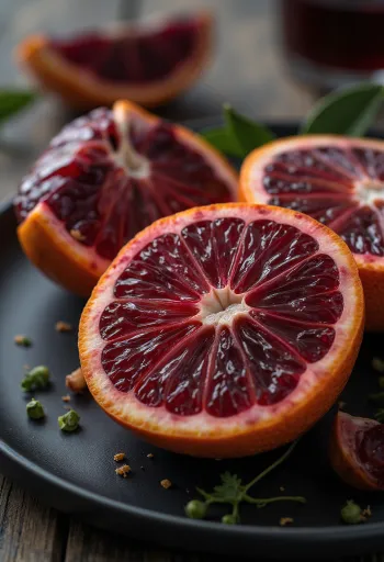 Schijfje bloedsinaasappel met dieprood vruchtvlees