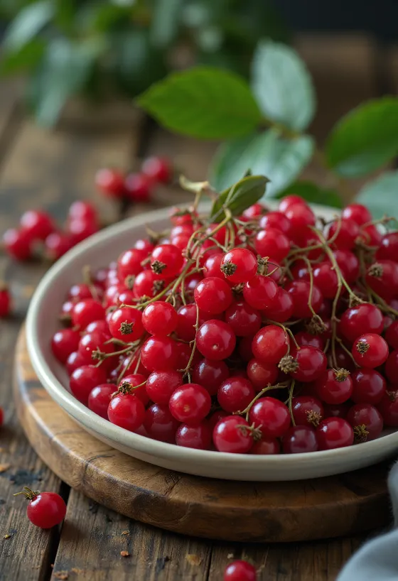 Trosvlierbessen, felrood en glanzend van dichtbij