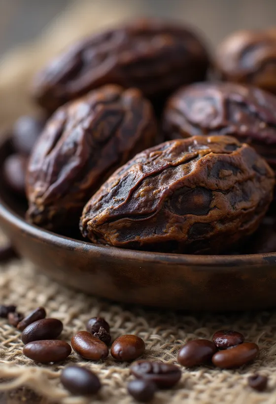 Rauwe, niet-gefermenteerde cacaobonen en zaden in natuurlijke vorm