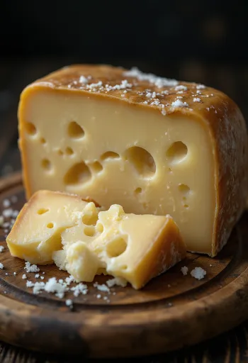 Stuk verse Parmigiano Reggiano kaas in een witte schaal