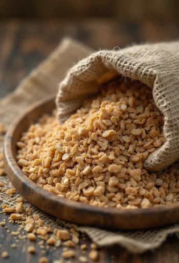 Roggezemelen in een kom en verspreid op een rustiek keukenoppervlak