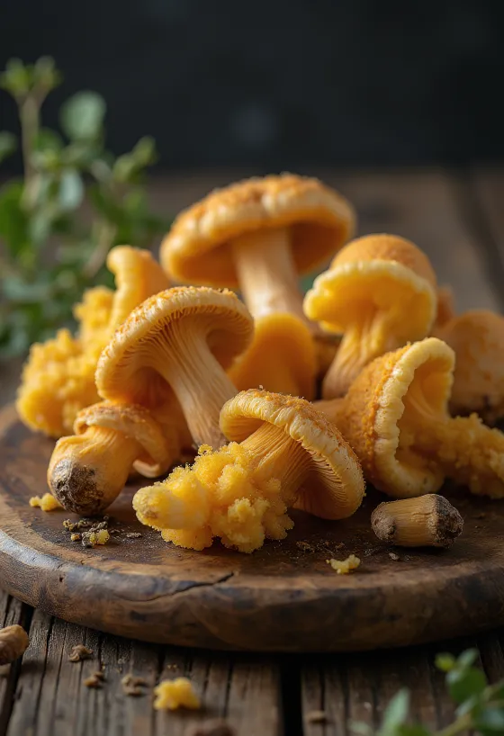 Schoongemaakte en gesneden fluweelpootjes op een houten snijplank