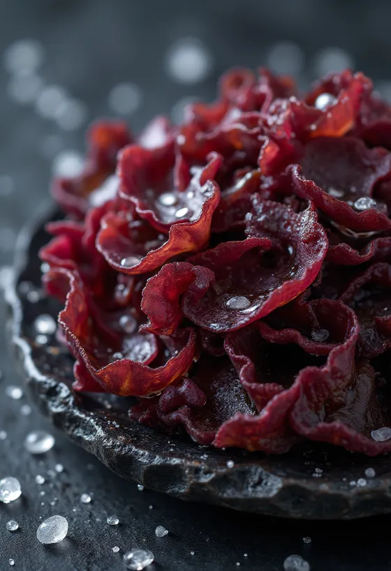 Gedroogd dulse zeewier met mooie roodbruine kleur