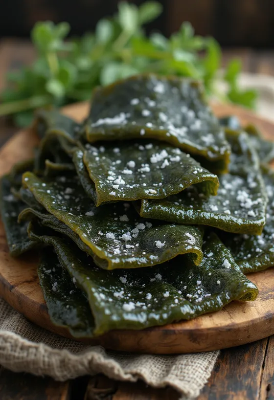 Gedroogd kombu zeewier, dik en donkergroen