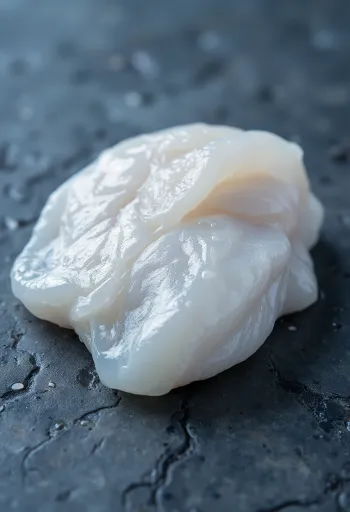 Verse kabeljauwfilet met citroen, peterselie en zeezout op een plank