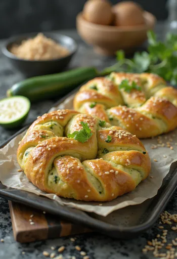 Courgettepretzel geserveerd