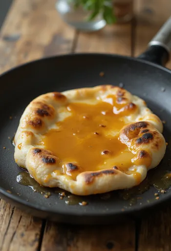 Melkkaramel naan geserveerd