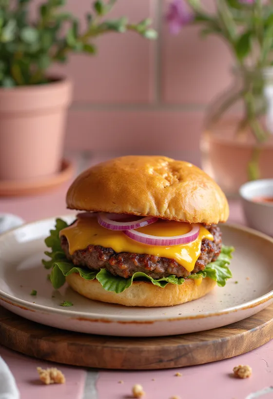 Pittige rundvleesburger met verse ingrediënten