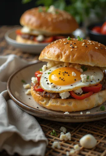 Mediterrane bao buns met aubergine en feta geserveerd