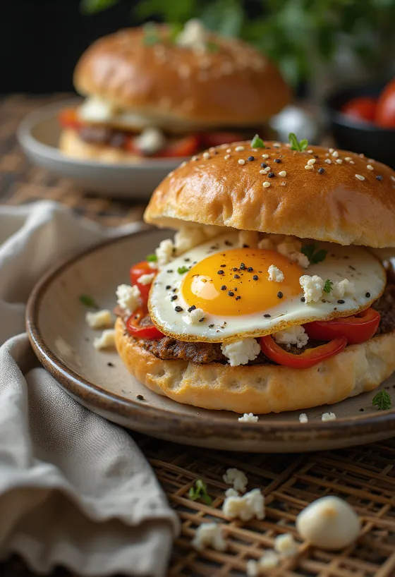 Mediterrane bao buns met aubergine en feta geserveerd