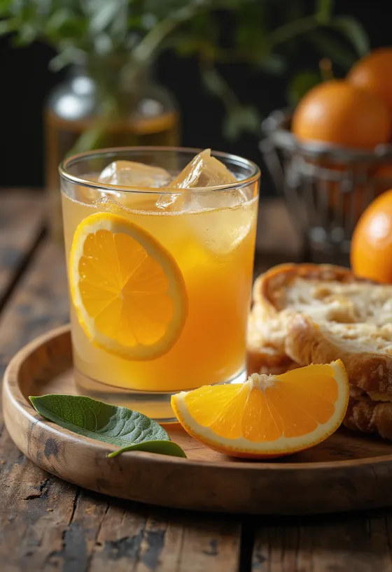 Sinaasappelsap met honing geserveerd in een glas