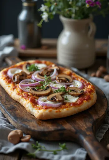 Pizza Finlandese met rendiervlees, zure room en rode ui