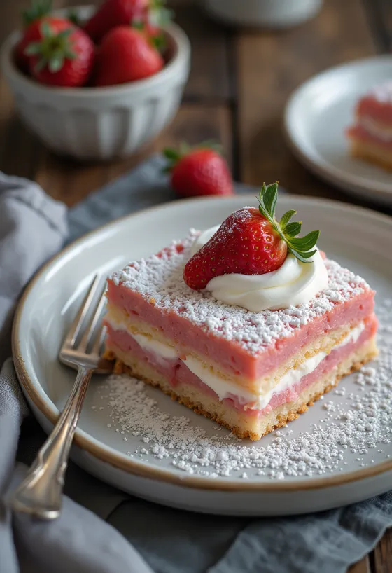 Biscuitgebak met aardbeien op een bord