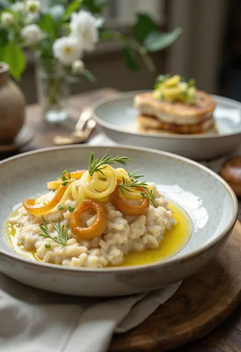 Prebiotische havermout met prei, met verse peterselie