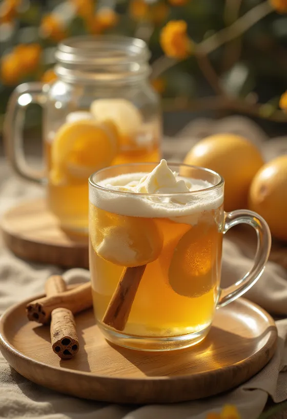 Honing-gember cider geserveerd in een glas