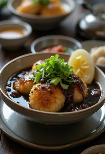 Tteokbokki met jajang saus, ei en kimchi