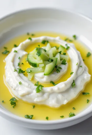Tzatziki saus geserveerd met vers pitabrood