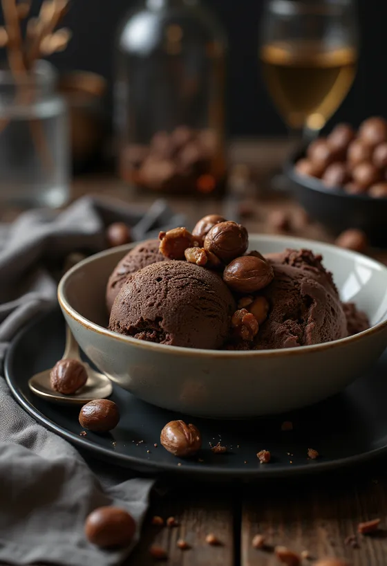 Hazelnut Truffle Ice Cream geserveerd
