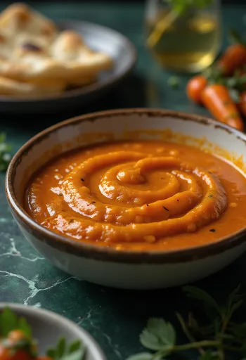 Honing-kerrie tomatensaus geserveerd