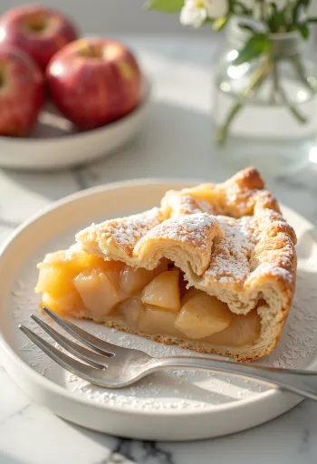 Traditionele appeltaart – Huisgemaakt gebak gevuld met zachte, kaneelachtige appels in een knapperig deeg.