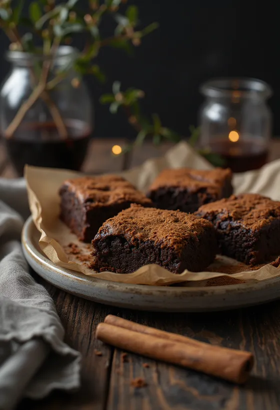 Kaneelbrownies op een bord