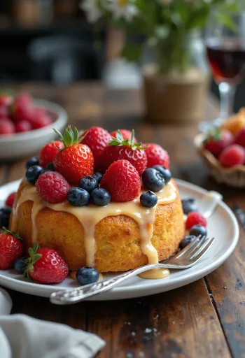 Zomerse vruchtentaart versierd met vers fruit